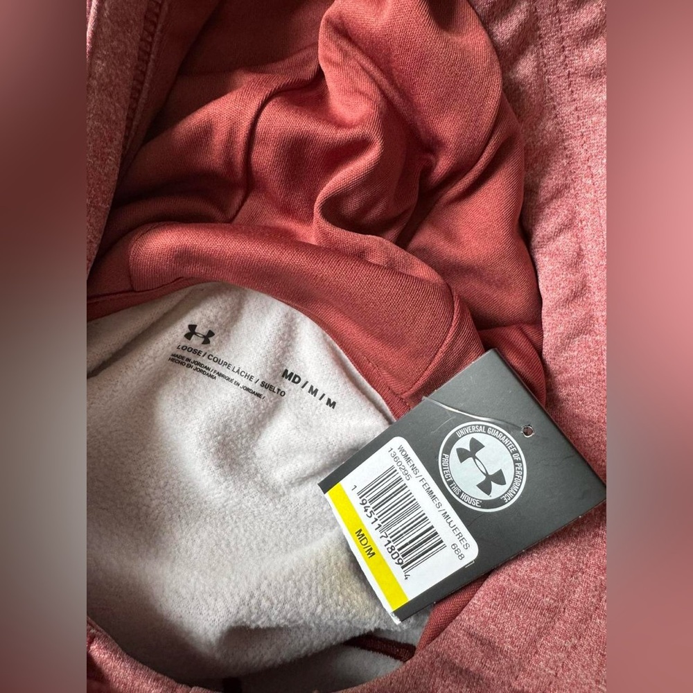 Under Armour Women's Rose Pink Pullover Hoodie with Black Logo - Picture 2 of 8